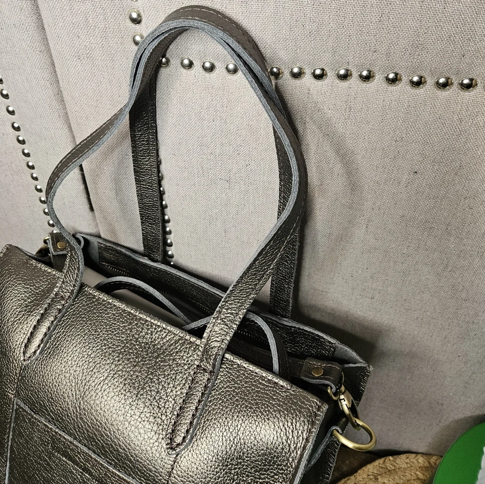 Portland Leather Goods Lola N/S Zippered Crossbody Tote Stardust - Picture 10 of 15